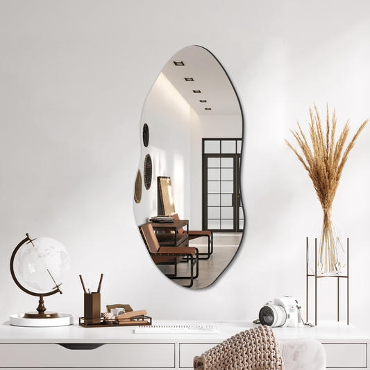 Irregular Wall Mirror for Wall, Entryway, Bedroom, Asymmetrical Mirror with Hooks, Cloud mirror, Aesthetic mirror